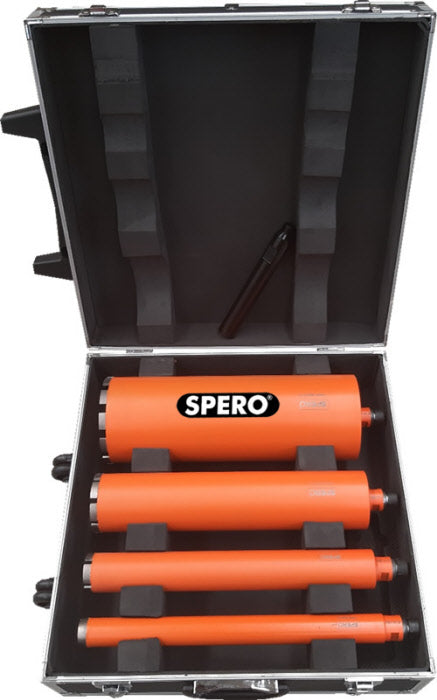 Jeu de forets diamantés Spero r1 2 à paroi mince 5 pièces - 4 forets dans coffret roulant ø 35, 51, 81, 131mm - spdcs131