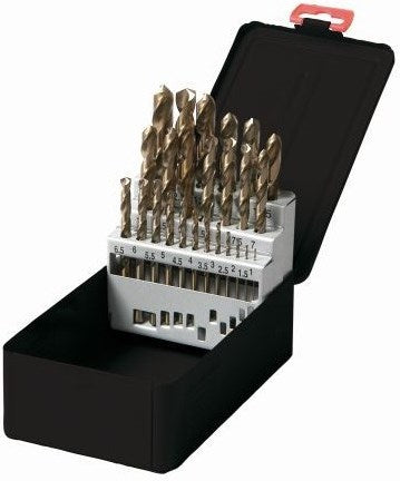 Jeu de forets hélicoïdaux de travail | din338 hss-co 5% | 25 pièces | 1-13 mm x 0,5 mm - ka012250