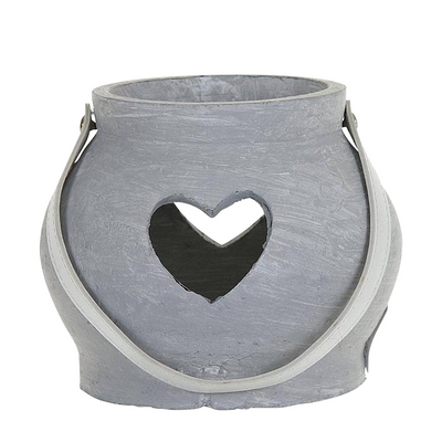 Lanterne niva coeur gris ø15x13cm
