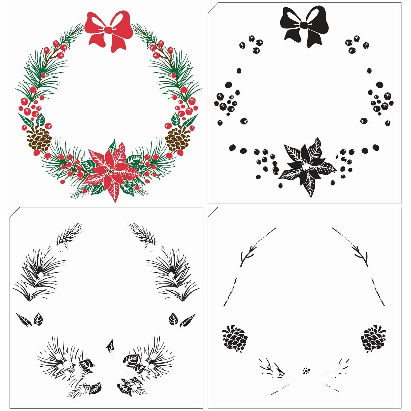 Le choix de Nellie • Couronne de Noël avec tampons transparents superposés