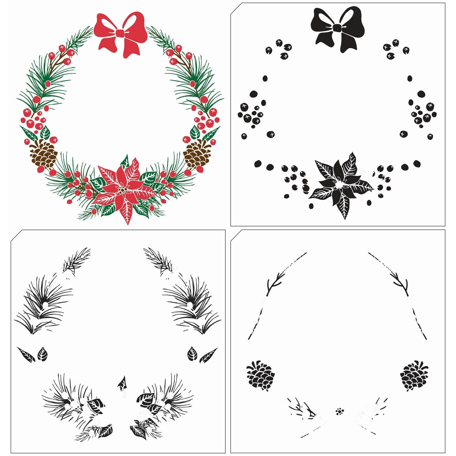 Le choix de Nellie • Couronne de Noël avec tampons transparents superposés