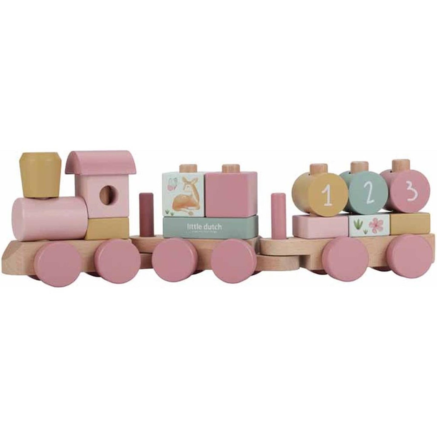 Petit train de bloc de jardin de fées hollandais rose