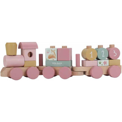 Petit train de bloc de jardin de fées hollandais rose