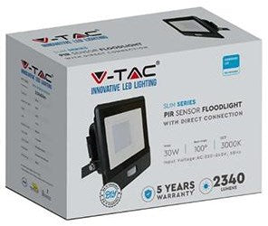 Lampe de chantier à LED | 30w | 6500 000 | IP65 | avec capteur | corps noir