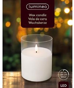 Bougie scintillante LED en verre 10x12,5cm blanc - 5509675
