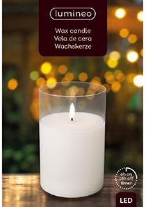 Bougie scintillante LED en verre 10x15cm blanc - 5509680