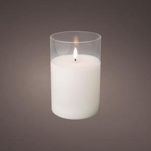 Bougie scintillante LED en verre 10x15cm blanc - 5509680