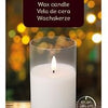 Bougie scintillante LED en verre 7,5x12,5cm blanc - 5509660