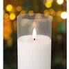 Bougie scintillante LED en verre 7,5x17,5cm blanc - 5509670