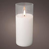 Bougie scintillante LED en verre 7,5x17,5cm blanc - 5509670