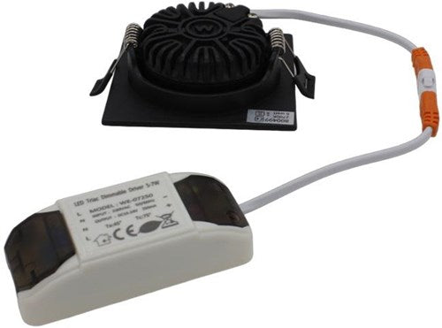 Spot encastrable LED 6w 2700k 85mm 60° carré orientable noir - led4615