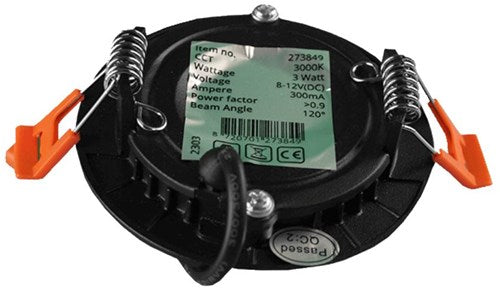 Downlight à panneau LED 3w 3000k incl. driver noir - led2600