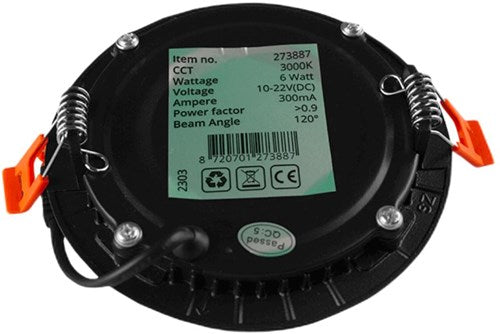 Downlight à panneau LED 6w 4000k incl. driver noir - led2612
