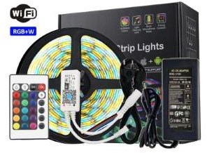 Ensemble flexible de bandes LED 5m 5050 12v ip65 rgbw wifi complet - led1091