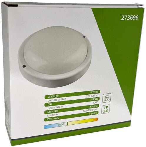 Applique LED 8w cloison ronde blanc 4000k - 5082105