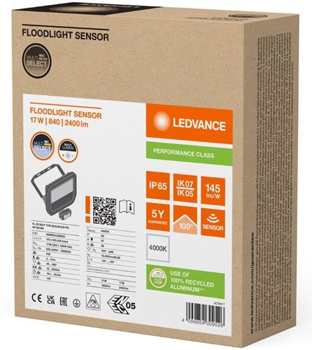 Lampe de chantier Ledvance LED 20w 4000k noir + capteur - 5017561