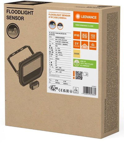 Lampe de chantier Ledvance LED 50w 3000k noir + capteur - 5017580
