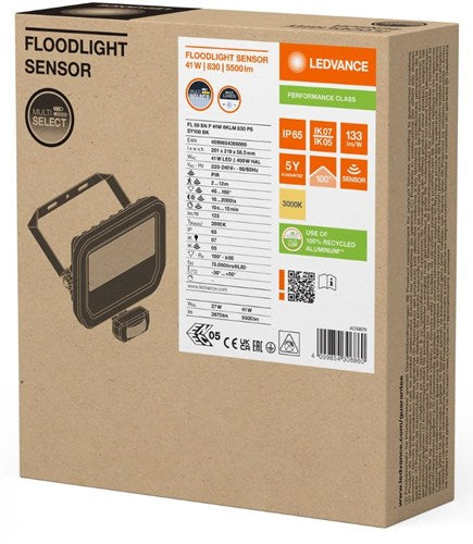 Lampe de chantier Ledvance LED 50w 3000k noir + capteur - 5017580