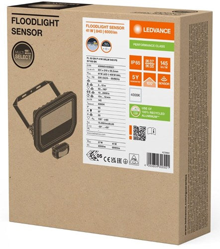 Lampe de chantier Ledvance LED 50w 4000k noir + capteur - 5017581