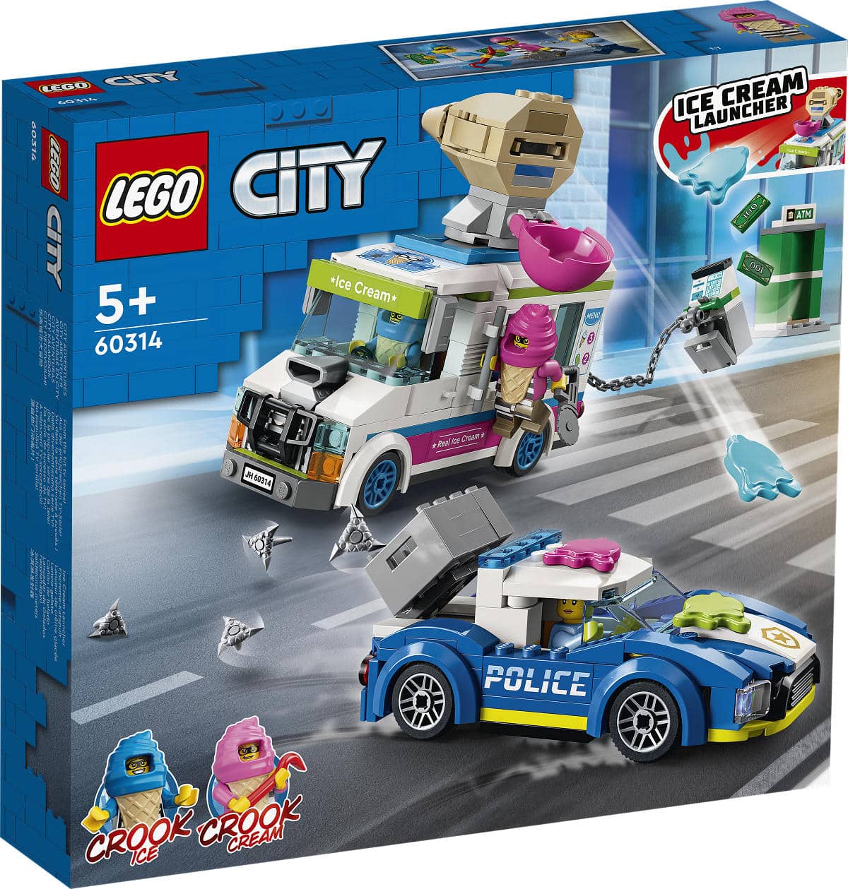 Launcher de crème glacée Lego City 60314 avec voiture de police