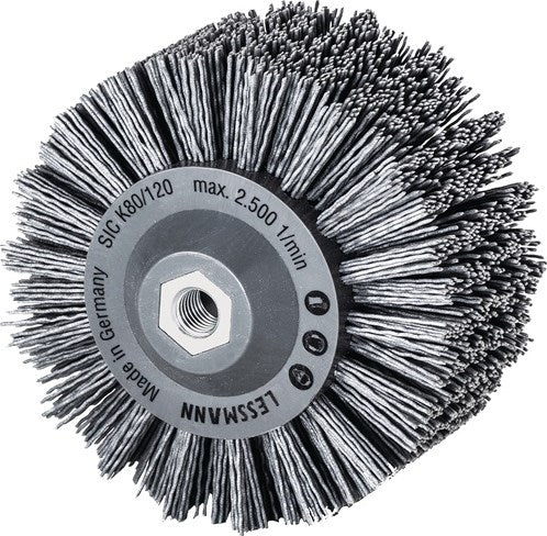 Brosse ronde Lessmann | d. 140mm m14 | sic brosses abrasives granulométrie 80 60 mm | 2500 min-¹ | 1 pièce - 402880 - 402880