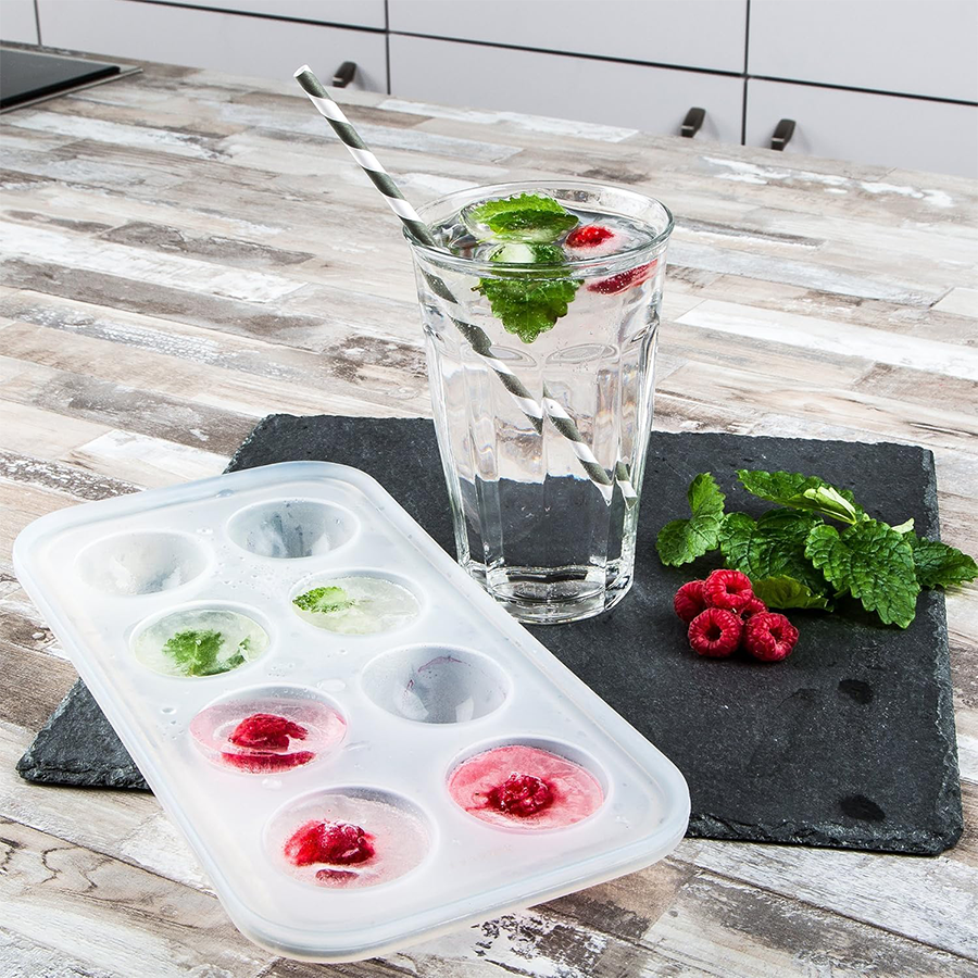 Abi Levivo moule à glaçons silicone demi-cercle 8 cubes blanc