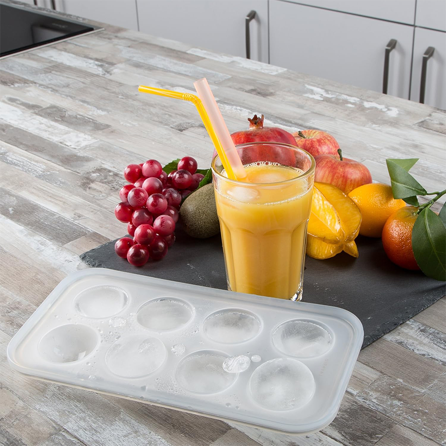 Abi Levivo moule à glaçons silicone demi-cercle 8 cubes blanc