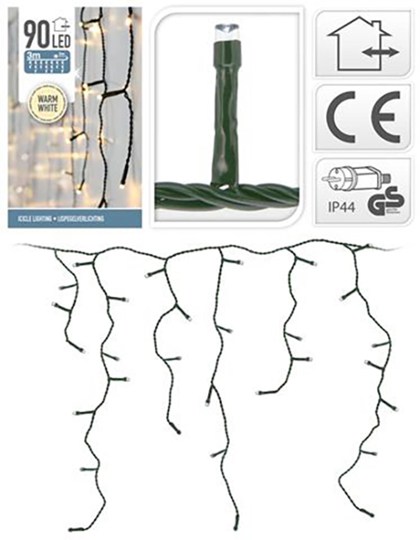 Éclairage de glaçon de style maison 90led blanc chaud