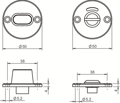 Lèvres s'ajustant autour de la rosette | rond | libre-occupé | acier inoxydable brossé | épaisseur de porte 40mm et 54mm - 10020954