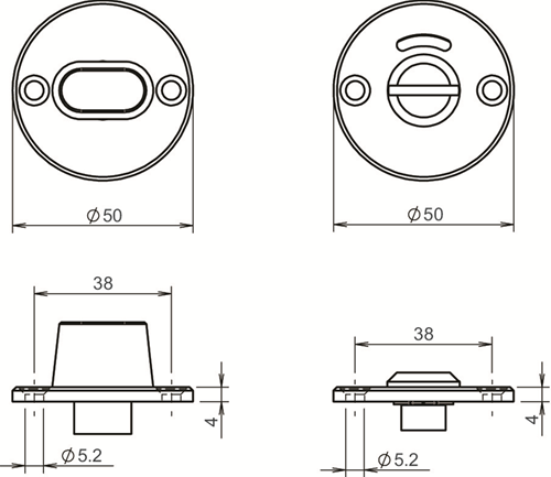 Lèvres s'ajustant autour de la rosette | rond | libre-occupé | acier inoxydable brossé | épaisseur de porte 40mm et 54mm - 10020954
