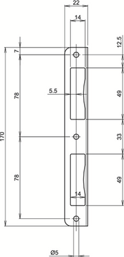 Lips sph2420s Gâche d'angle pour loquet et pêne dormant pour portes à feuillure | acier galvanisé. | 170x22mm - 7170347 - afbeelding 2