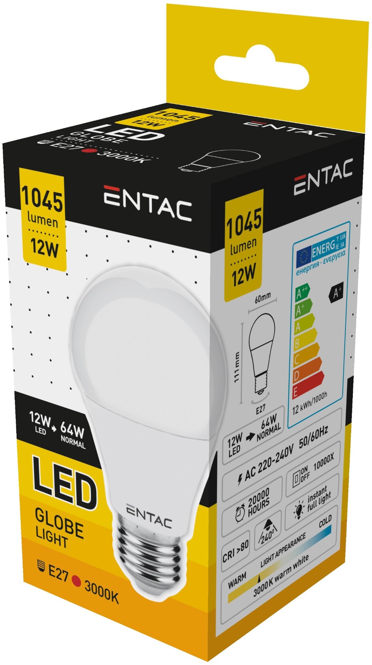 Avide entac lampes led e27 1045lm poire