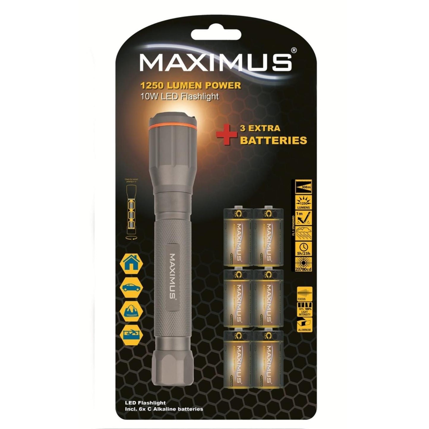 Lampe de poche LED Maximus 10w ø4,2x22,5cm