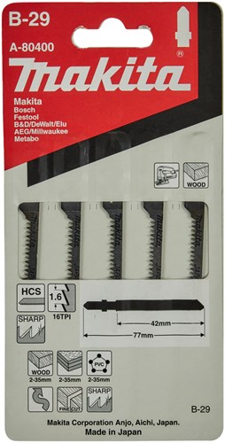 Accessoires Makita lame de scie sauteuse b29 - t101ao | 5 pièces - a-80400
