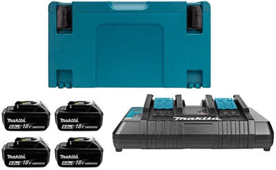 Accessoires Makita Kit de démarrage batterie li-ion 18v 198091-4 (4x bl1860b 6.0ah) + chargeur duo dc18rd dans mbox - 198091-4