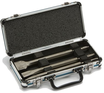Accessoires Makita Jeu de 3 burins SDS plus : burin pointu, plat et plat dans un coffret en aluminium D-42357 - D-42357