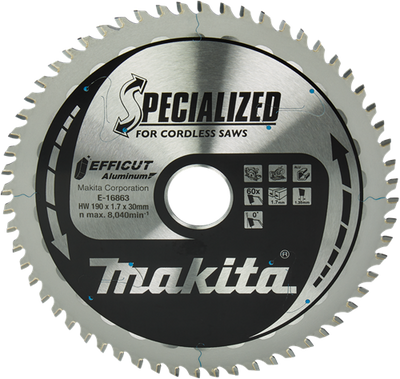 Accessoires Makita lame de scie transversale et circulaire aluminium | efficacité 190x30(20)mm 60t 0g - e-16863 e-16863