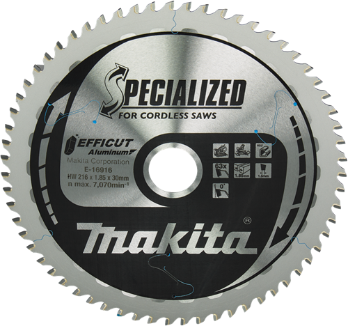 Accessoires Makita lame de scie à tronçonner aluminium | efficacité 216x30mm 63t 0g - e-16916 - e-16916