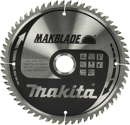 Accessoires Makita lame de scie à tronçonner | bois | 216x30x2.1 60t - b-32839