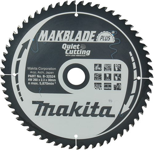 Accessoires Makita lame de scie à tronçonner | bois | 260x30 60t - b-32524