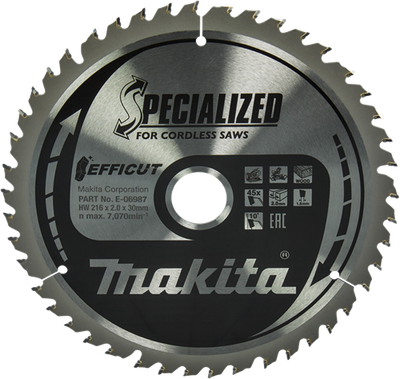 Accessoires Makita lame de scie à tronçonner bois | efficace 216x30x2.0 45t 10g - e-06987 - e-06987