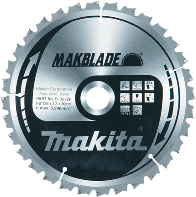 Accessoires Makita lame de scie à tronçonner bois | Makblade 255x30x2.3 32t 5g - b-32720 b-32720