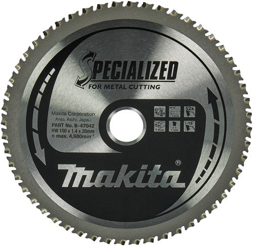 Accessoires Makita lame de scie circulaire | tôle d'acier mince | 150x20x1.4 52t 0gr - b-47042