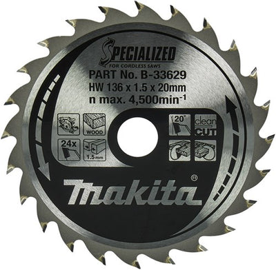 Accessoires Makita lame de scie circulaire | bois | 136x20x1,5 24t 20g - b-33629