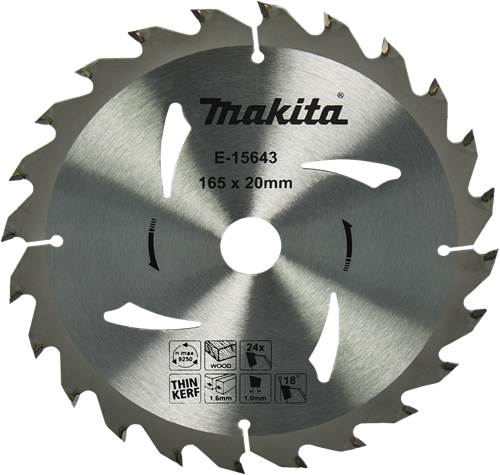 Accessoires Makita lame de scie circulaire bois | 165x20x1,6 24t 18g - e-15643 - e-15643