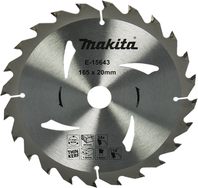 Accessoires Makita lame de scie circulaire bois | 165x20x1,6 24t 18g - e-15643 - e-15643
