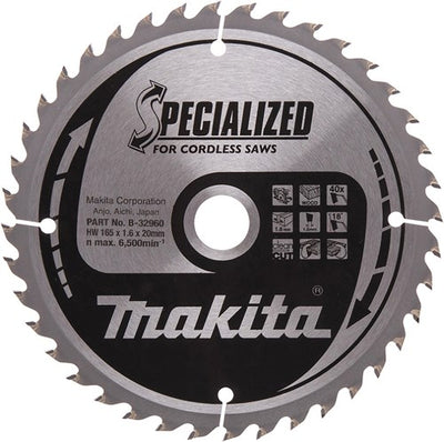 Accessoires Makita lame de scie circulaire | bois | 165x20x1,6 40t 18g - b-32960