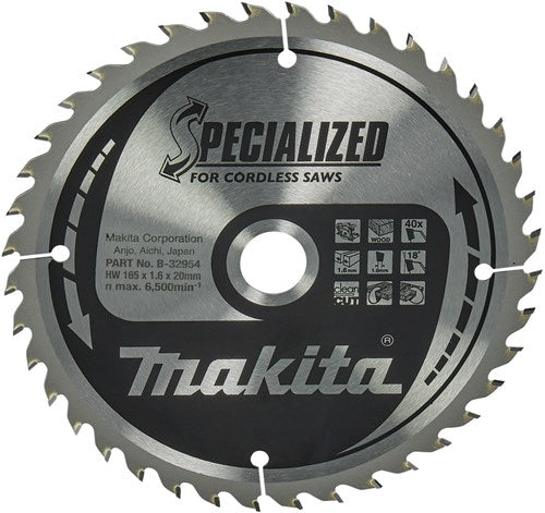 Accessoires Makita lame de scie circulaire | bois | 165x20x40t 18g - b-32954