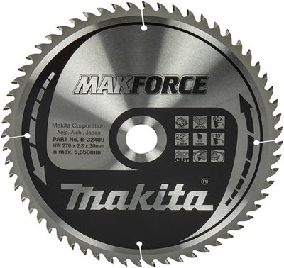 Makita accessoires lame de scie circulaire bois 270x30x2,8 60t 15g - b-32409