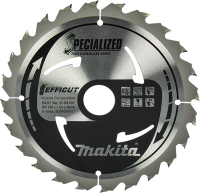 Accessoires Makita lame de scie circulaire bois | efficace 190x30x1.45 24t 23g - b-64191 b-64191